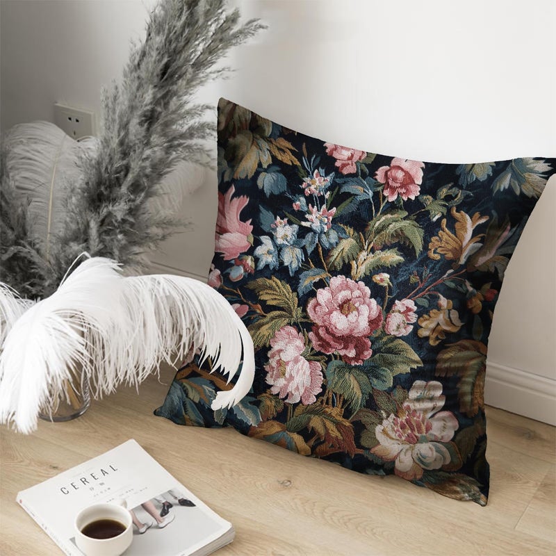 RBAFAO Vintage Floral Throw Pillow Covers, Vintage Flower Pattern Double Sided Cushion Cover, Indoor and Outdoor Home Art Decor Pillowcase for Sofa or Bedroom Decor 18x18inches (Pink Flower, 18x18inches) - Image 4